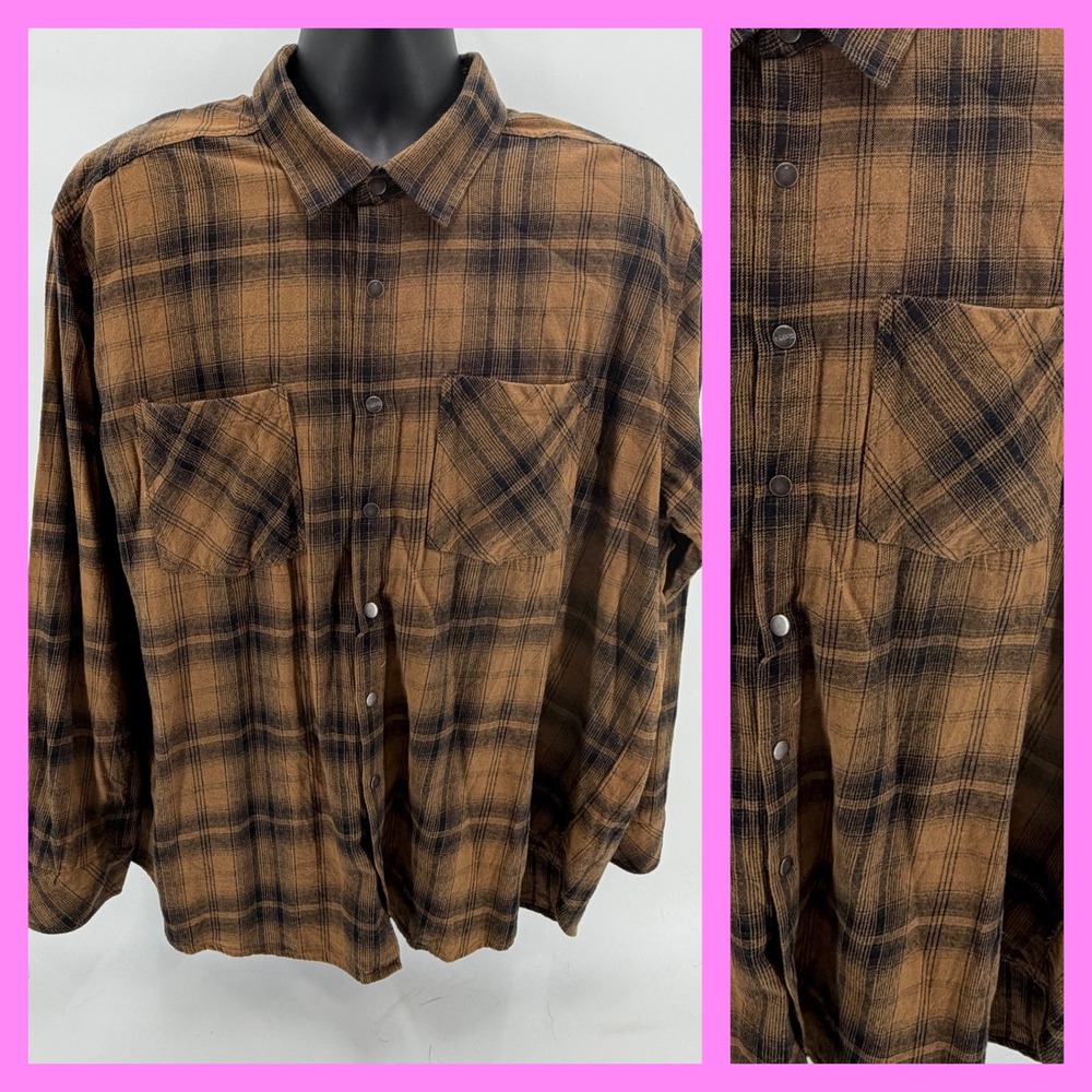 LA‎ Police Gear LAPG Core Flannel Shirt Men 2XL Brown Plaid Tactical Snap CCW